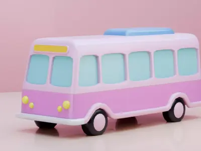 Stylized Low-Poly Bus 3D Model  Game Ready Low-poly 3D model