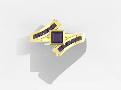 Beautiful square diamond ring Free 3D print model