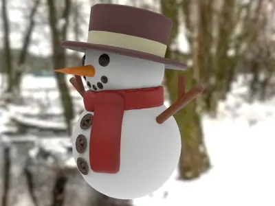 Snowman Low-poly 3D model