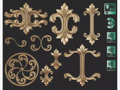 9 Ornament Samples with flat backside 3D print model