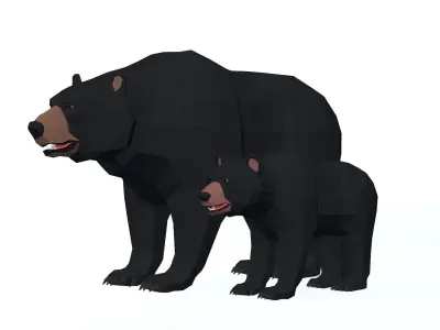 LowPoly Bear pack Low-poly 3D model
