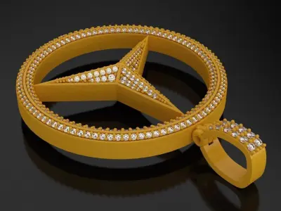 Mercedes Benz  Pendant With Diamonds 3D print model