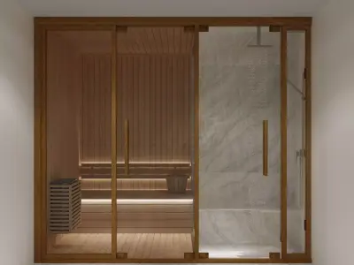 Modern Luxury Sauna and Wellness Shower Combo Low-poly 3D model