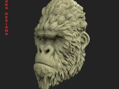 Gorilla 1 bas relief 3D print model