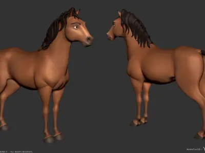 Stylized Cartoon Horse Low-poly 3D model