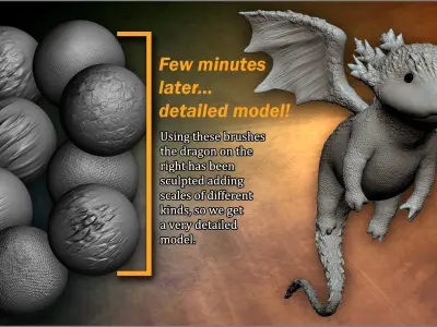 Scales Maker 250 ZBrush Brushes 50 Alphas 10 Surface Patterns 3D model