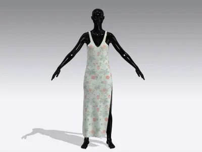 Woman Cloth Dress Low-poly 3D model 11