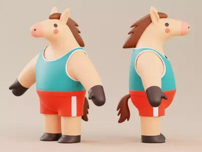 Cartoon Horse Character Illustration  Low-poly 3D model