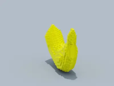 Voxel Banana Low-poly 3D model