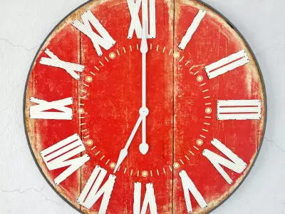 Large Red Vintage Style Clock 3D model