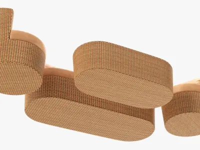 Rattan furniture set 01 3D model