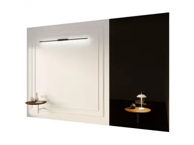 Headboard 2 bathroom with two mirrors and light 3D model