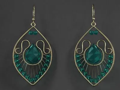 earrings peacock 3D model