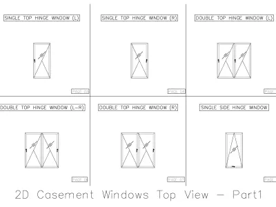 2D Casement Windows Top View 3D model