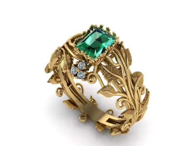 Ai Concept leaves ring 3D print model