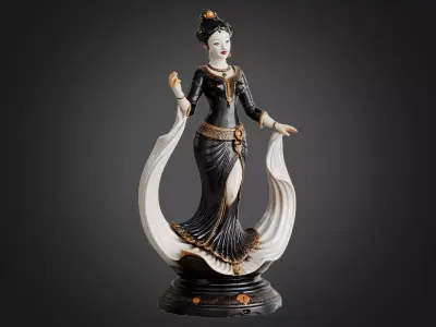 Classic Female Figurine Black Gold Sculpture 3D model