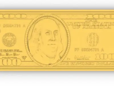 Hundred dollars Bill billete de cien dolar 3D print model
