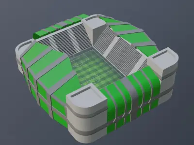 Football Stadium - Green Low-poly 3D model