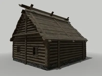Log Cottage Free low-poly 3D model