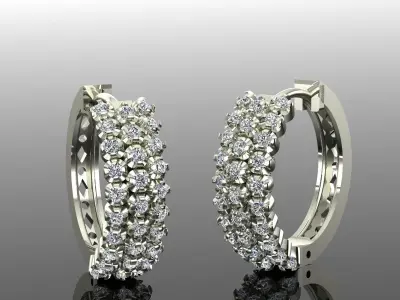 Women Diamond Earrings 3D print model 17