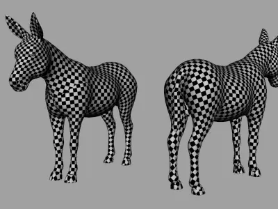 Donkey Basemesh Low-poly 3D model