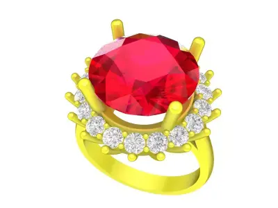 A4802 Big Diamond Halo Women Ring 3D print model