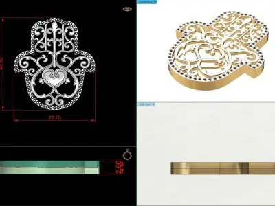 Hamsa pendant 3D print model