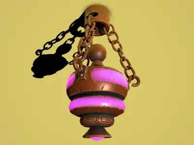 Fantasy bronze chandelier mini Low-poly 3D model