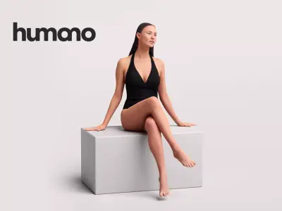  Humano Beautiful Woman in swimsuit sitting pool-2511-050-7602 3D model