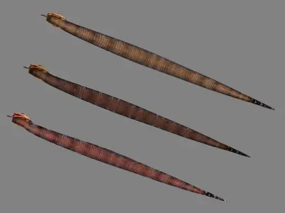 Three venomous snakes Low-poly 3D model