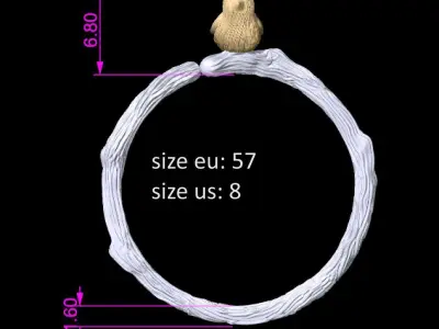 22-bird and branch ring 3D print model