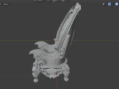 Ornate Royal Carved Armchair 3D Model Game Ready 3D Print CNC01 Low-poly 3D model
