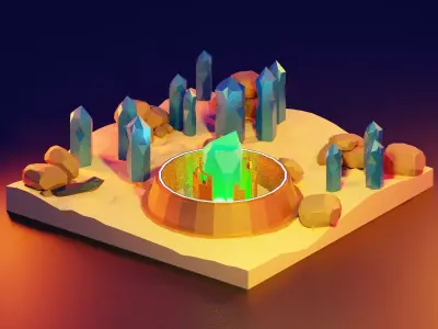 Desert with crystals and stones Free 3D model