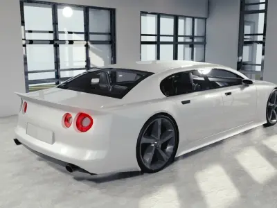 BLENDER EEVEE Brandless Extended Wheelbase 4 door sedan Low-poly 3D model