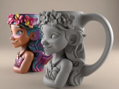 Moana Inspired 3D Decor Dreamy Island Mug Pot 3D print model