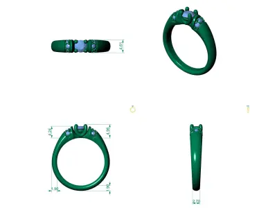 D-1793 diamond engagement ring gold 3D print model