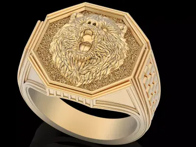 Bear Man Ring silver gold printable jewelry 3D print model