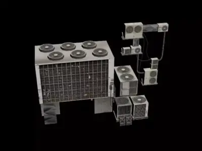Lowpoly Air Conditioners Low-poly 3D model
