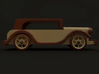 RETRO WOODEN CAR TOY 3D model