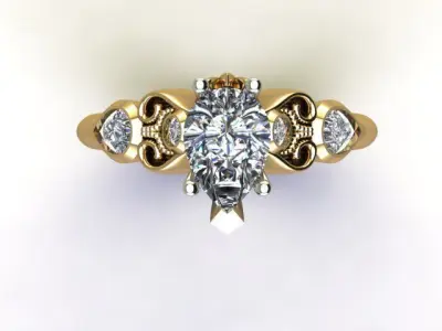 Pear shape Engagement ring  3D model