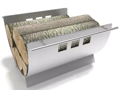 Fireplace utensils and wineglasses 3D model