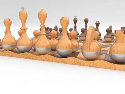 Wobble chess set 3D model