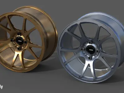  Konig Freeform 15x8 PCD 4x100 Rim Low-poly 3D model