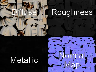 Metallic Flower Sculpture Model Pack Low-poly 3D model purchase