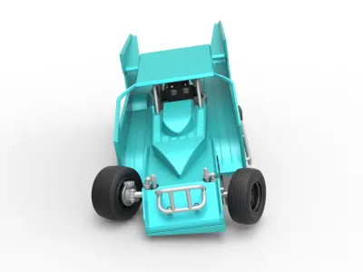 NE Outlaw Dirt Modified stock car while turning Scale 1 to 25 3D print model