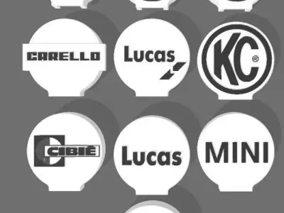 Rallye headlights for scale autos with 10 covers 3D print model