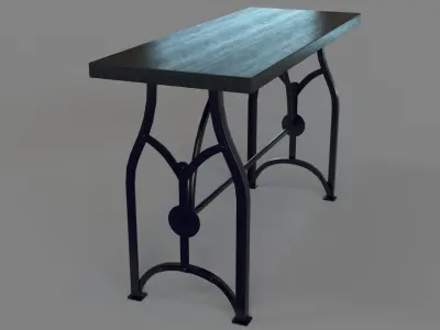Industrial Metal Brace Sofa Table Black 3D model