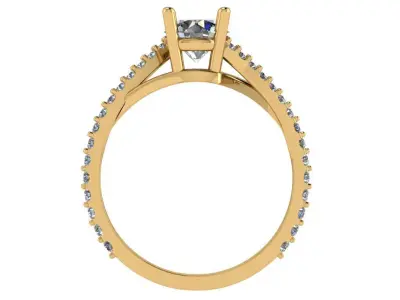 Round shape tension ring with pave setting along the shank 3D print model