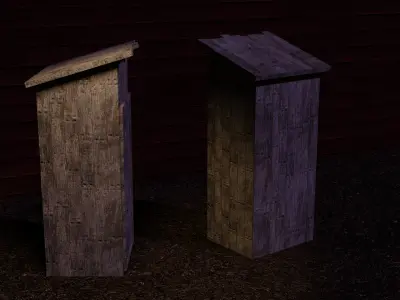 Wooden restroom with withered plank Free low-poly 3D model