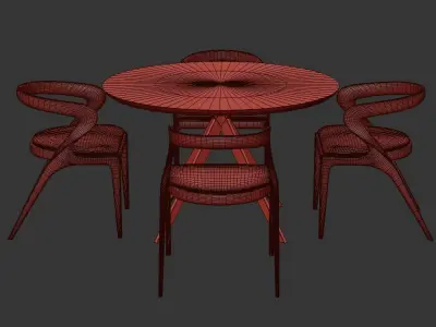 Dinning chair and table set9 3D model
